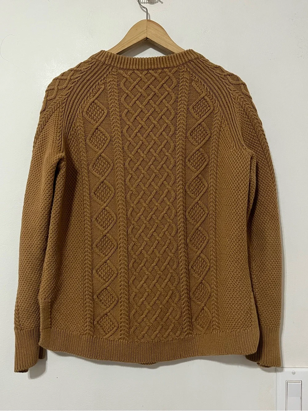 J.Crew Cable Knit Sweater Cotton Pullover Camel Brown Women’s M